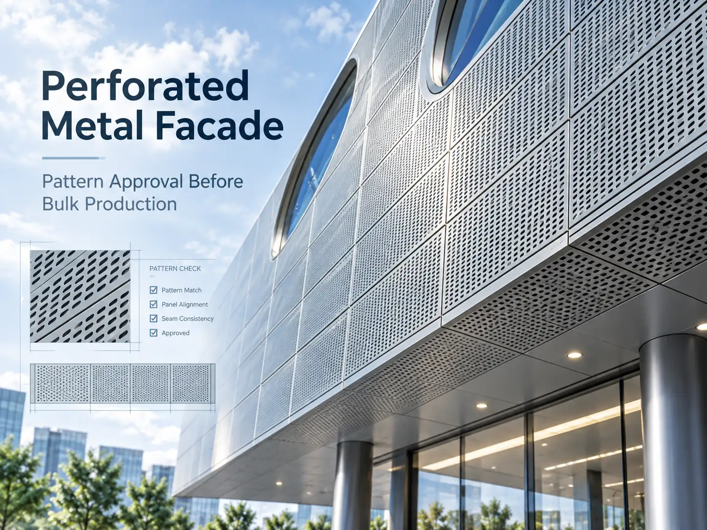 Perforated Metal Facade Pattern Approval Before Bulk Production