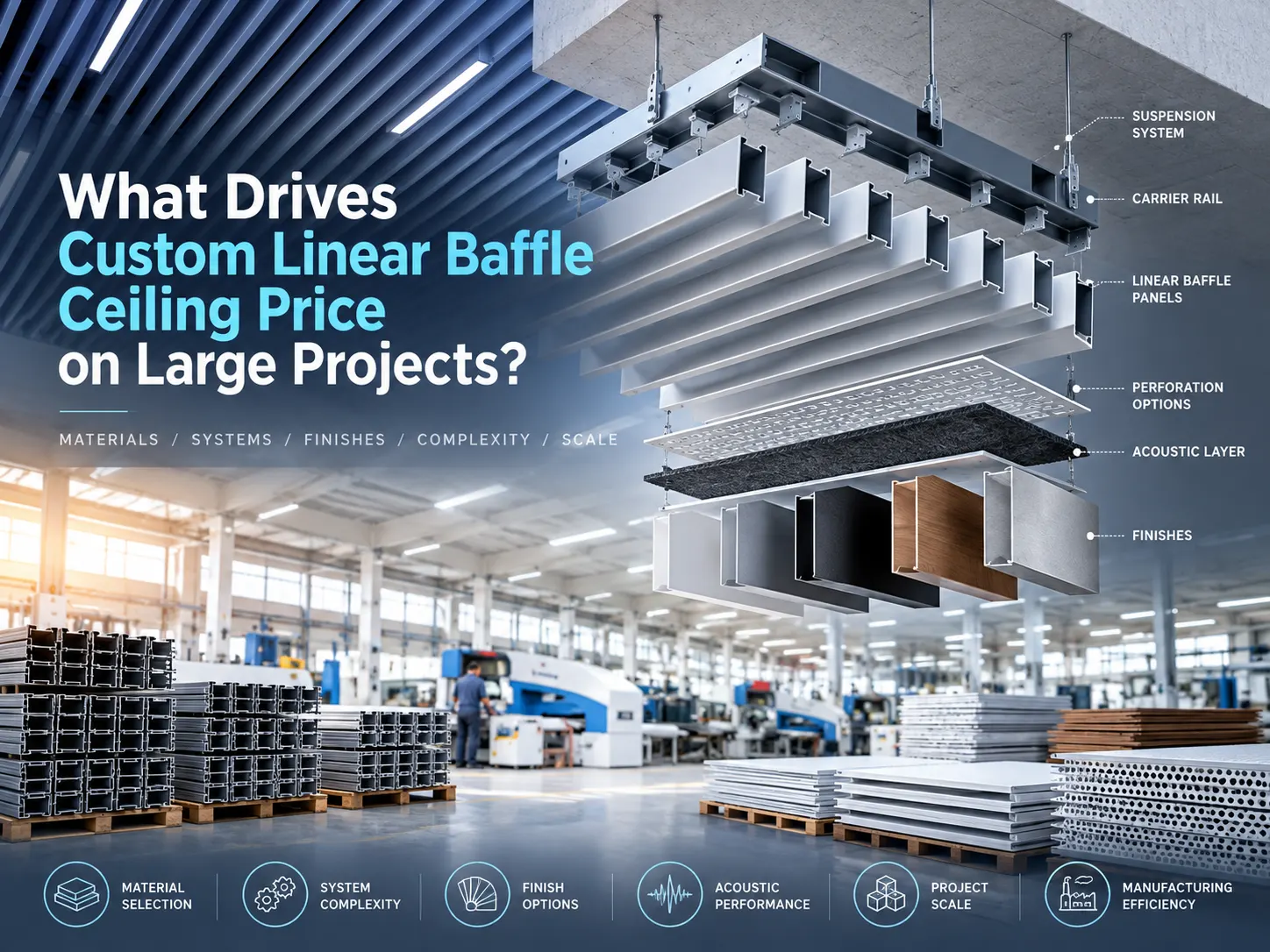 What Drives Custom Linear Baffle Ceiling Price on Large Projects?