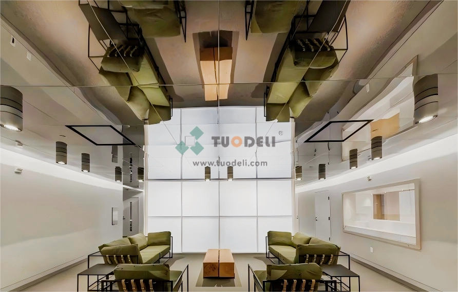 Metal mirror ceiling built by TUODELI.webp