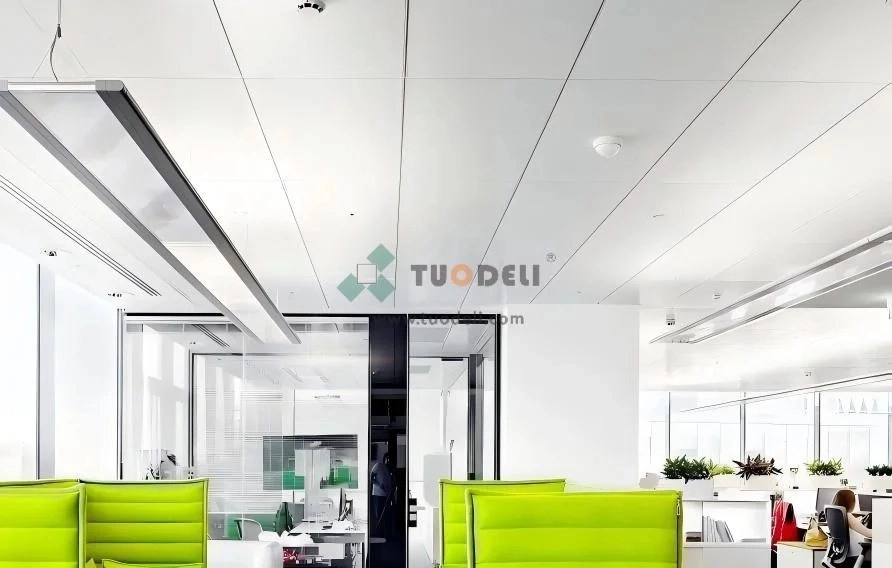 Metal ceiling panels prepared for a commercial project.webp