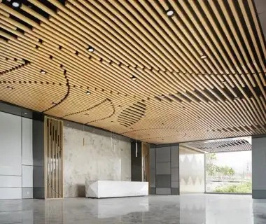 Suspended ceiling system detail for a commercial interior.webp